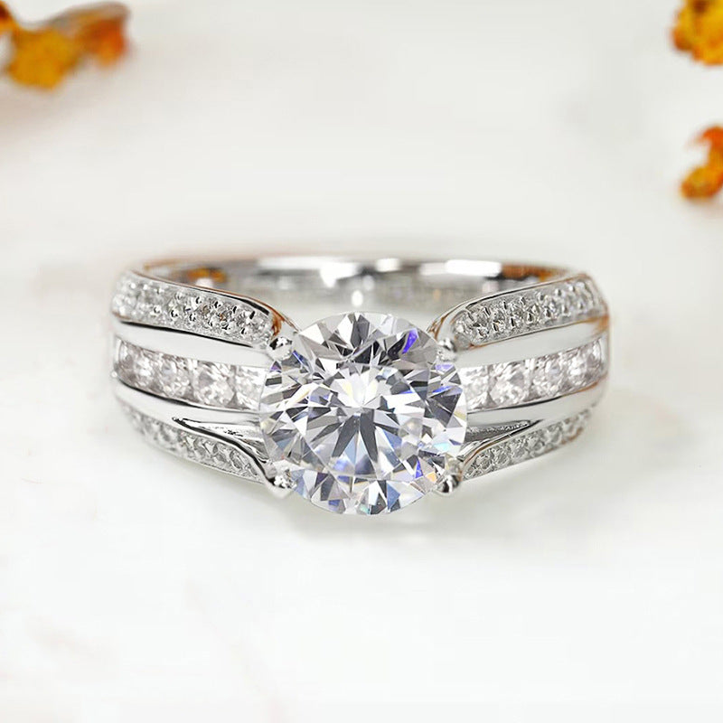 Zircon Inlaid Band Ring