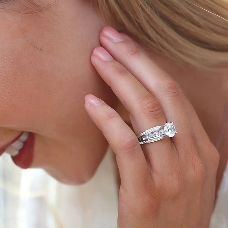 Zircon Inlaid Band Ring